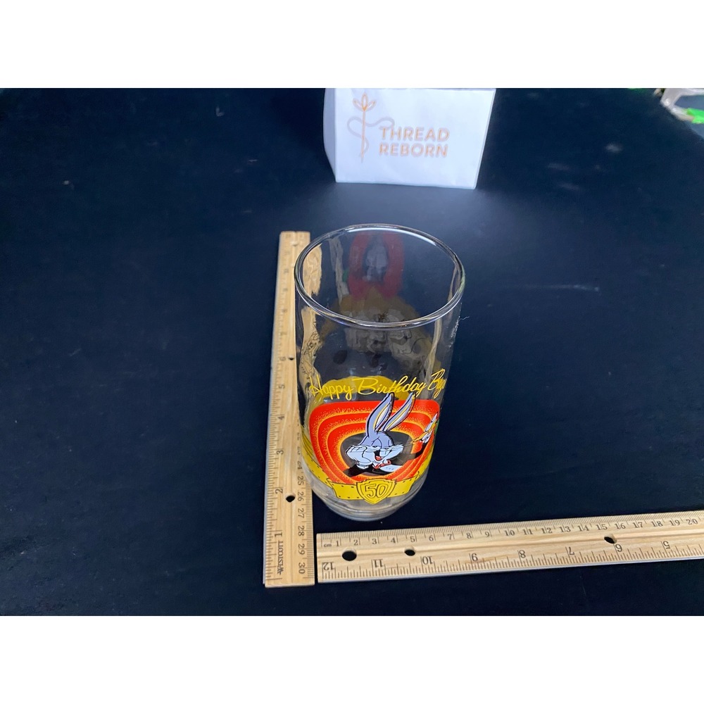 Vintage Looney Tunes Happy Birthday Bugs Bunny Sylvester Tweety Glass